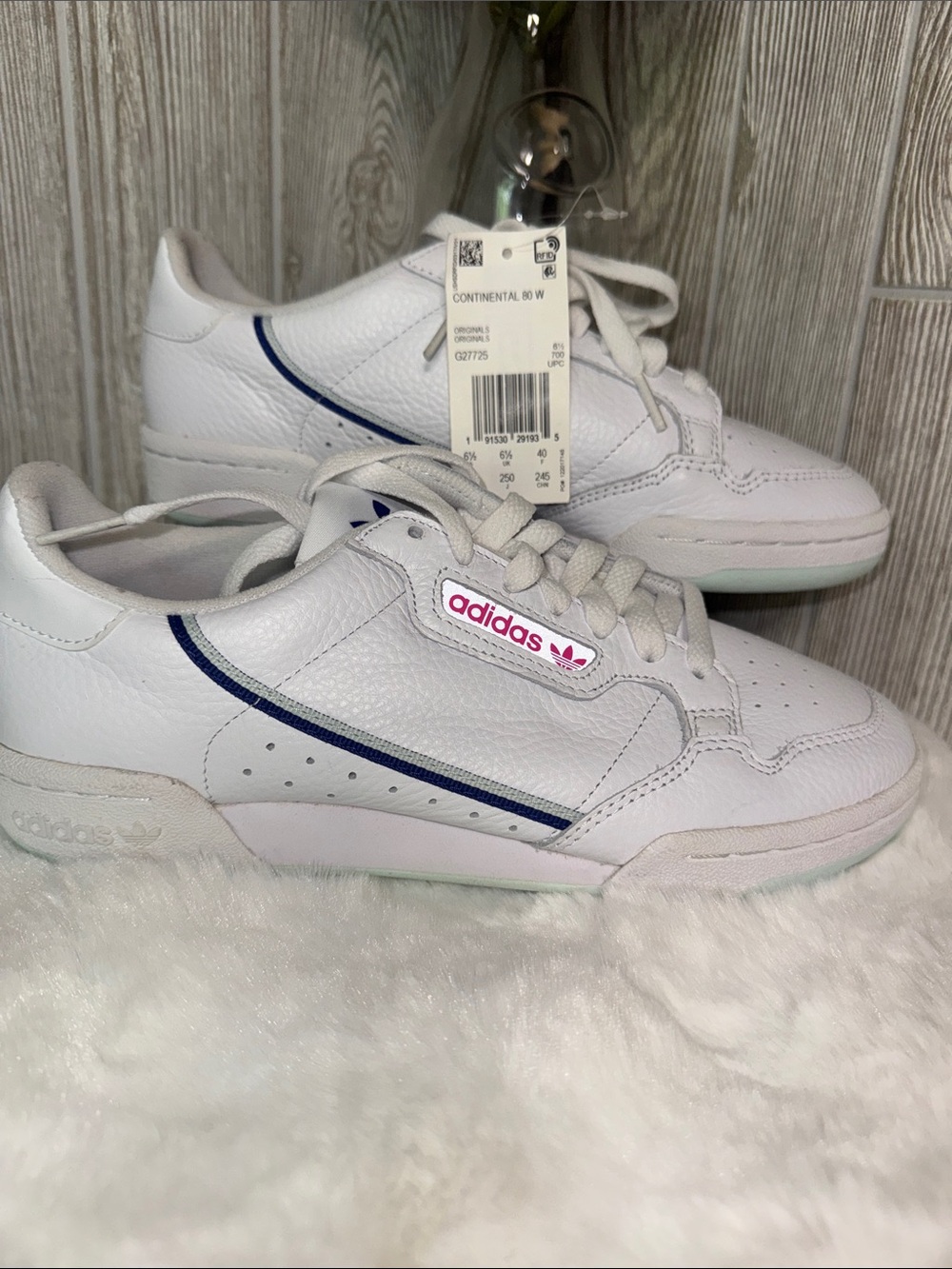 adidas 80’s Continental Shoes with Navy Stripe and Pink Logo